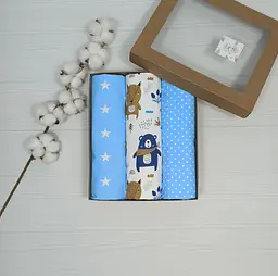 Пелюшки дитячі a.l.babybox Лісові мешканці на галявині 50х80 см 3 шт. Блакитний (NA 18169401)