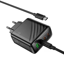 Зарядний пристрій адаптер живлення з кабелем C-C Hoco CS27A Supply charger 67W 4 порти - мініатюра 4