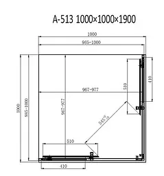 Душова кабіна Dusel A-513 100x100x190 тоноване, Хром, Універсальна, тонований, хром, 100x100 - мініатюра 10