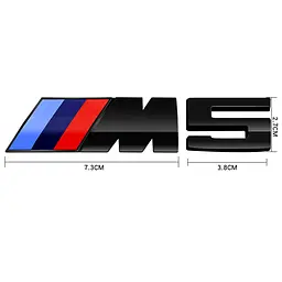 Емблема напис M5 для BMW чорна глянцева 73х27 мм (емблема M)+38х27 мм (цифра) пластик (на скотчі) - мініатюра 2
