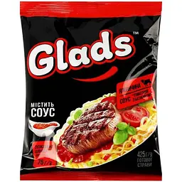 Локшина швидкого приготування Glads 75г зі смаком яловичини та соусом «Томатний з базиліком» пачка Glads