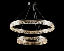 Люстра стельова LED Splendid Ray L133/600+400/2, 50W, чорний та хром, сучасний стиль, регулювання висоти - мініатюра 3