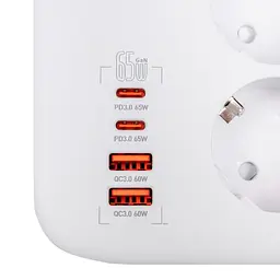 Мережевий фільтр-подовжувач LogicPower LPF-65W-G4, 3x220 В-3520 Вт, 2xUSB-60 Вт, 2xType-C 65 Вт QC/PD - мініатюра 4