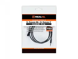 Аудіокабель REAL-EL Audio Pro (EL123500041) mini-jack 3.5мм(M)-mini-jack 3.5мм(F) 1м, чорний - мініатюра 3