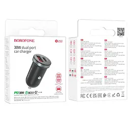 Адаптер автомобільний Borofone Scenery dual port BZ22 |1USB/1Type-C, 30W/3A, PD/QC| - мініатюра 2