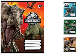 
Зошити учнівські 12 аркушів лінія. YES Jurassic World. Genetic failure, 25 шт. в упаковці