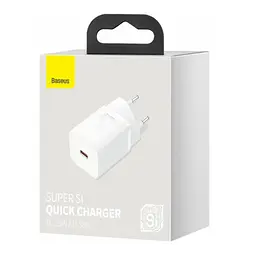 Мережевий зарядний пристрій Baseus Super Si Quick Charger 1C 25W EU Білий - мініатюра 2