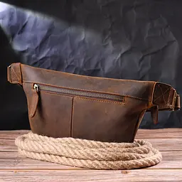 Вінтажна поясна сумка з натуральної шкіри 21294 Vintage коричнева - мініатюра 9