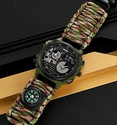 Годинник чоловічий наручний спортивний Skmei 2202 Paracord (Камуфляжний нейлоновий ремінець) - мініатюра 5