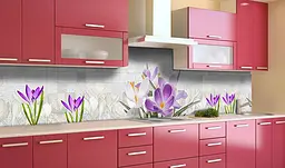 Вініловий кухонний фартух Крокуси під плитку ПВХ наклейка текстура Квіти Фіолетовий Happy Pocket Z181526 - мініатюра 2