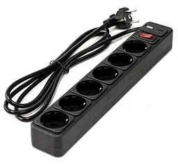 Мережевий фільтр GTL EU06K, 6 розеток, 3 м, Black, 1xType-C / 1xUSB (2.1A), 10А, до 2.3 кВт, виключатель, заземление, 3x0.75 мм² (GTL-XH-EU06K-3B)