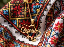 Підвіска-кулон «Карта України з написом» 3 х 2,5 см Золотиста (00413) - мініатюра 3
