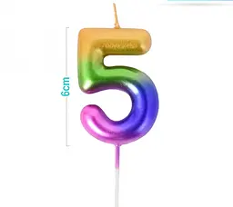 Свічка градієнт 6 см цифра 5
