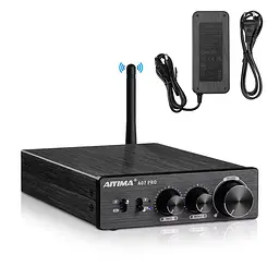 Підсилювач звуку AIYIMA A07 PRO black + блок живлення 48V Bluetooth 5.2 AUX 300Wx2 (TPA3255)