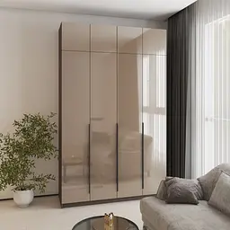 Шафа 4-дверна з антресоллю MebelStar Оскар Gloss BL-B, додаткова штанга 160x52x260 см Дуб рістрето/Латте (MBS-5510)