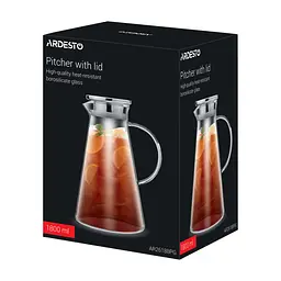 Глечик ARDESTO 1800 мл, боросилікатне скло, нержавіюча сталь, прозорий (AR2618BPG) - мініатюра 2