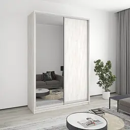 Шафа-купе дводверна MebelStar Комбо AL ДСП/Дзеркало 160x60x240 см Аляска сірий (MBS-4145)