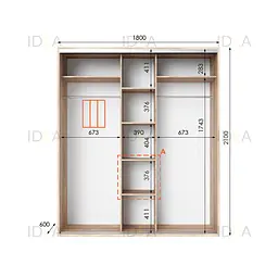 Шафа-купе Idea серія 6 180 x 60 x 210 см Дуб сонома Дзеркало - мініатюра 2