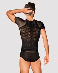 Чоловічі напівпрозорі футболки з орнаментом Obsessive T102 T-shirt чорна S/M/L - мініатюра 2