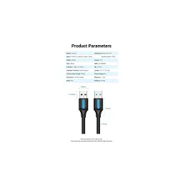 Дата кабель USB 3.0 AM/AM 1.5m PVC black Vention (CONBG) - мініатюра 9
