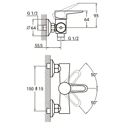 Змішувач HL Ø35 для душу AQUATICA HL-1D130C (9734300) - мініатюра 2