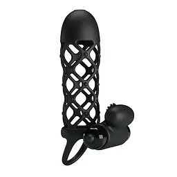 Насадка на член Pretty Love Vibro Penis Sleeve Black I, 13.5х3.6 см - мініатюра 6