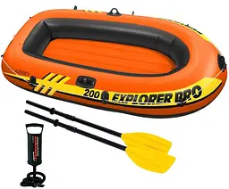 Двомісний надувний човен Intex Explorer Pro 200 196×102×33 см, човен для риболовлі та відпочинку з веслами і насосом - мініатюра 3
