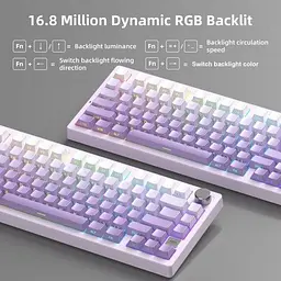 Клавіатура Клавіатура MageGee Light 75 RGB Фіолетовий Bird Switch Wireless (6971969728813) Білий/Фіолетовий - мініатюра 4