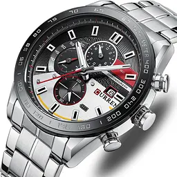 Водостійкий кварцовий годинник Curren Chronograph silver - мініатюра 2