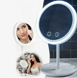 Настільне косметичне дзеркало з LED підсвічуванням та вентилятором Beauty Breeze Mirror білий - мініатюра 6