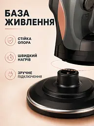 Праска бездротова парова 2400 Вт із керамічною підошвою, вертикальним відпарюванням і базою 350 мл, чорна з рожево-золотистими - мініатюра 5