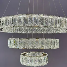Люстра лед криштальна Linisoln 7201-F H 650+450+250 FG метал, кришталь LED 3 лампи - мініатюра 3