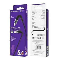 Кабель BOROFONE BX32 USB to Type-C 2.4A, 1m, nylon, aluminum+TPE connectors, чорний - мініатюра 2
