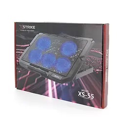 Підставка під ноутбук XSTRIKE XS-55, 10-17", 5*70мм 2200±10% RPM, корпус пластик+алюміній, 2xUSB 2.0, 356x259x28mm, RGB, Box Q20 - мініатюра 2
