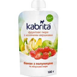 Пюре фруктове Kabrita Банан з полуницею з козячими вершками 100 г