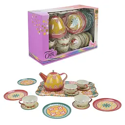 Ігровий металевий чайний сервіз Tea Set із квітковим орнаментом (999-B4)
