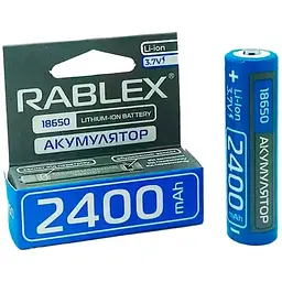 Літій-іонний акумулятор із захистом Rablex 18650 2400 mAh (Li-ion) 3.7 V Original - мініатюра 3