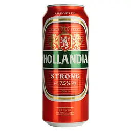 Пиво Hollandia Strong, світле, фільтроване, 7,5%, з/б, 0,5 л