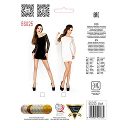 Бодістокінг Passion BS025 black, сукня-сітка, спущене плече, довгий рукав - мініатюра 6