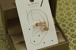 Сережки кафи Xuping Jewelry три доріжки з підвіскою 1,5 см золотисті
