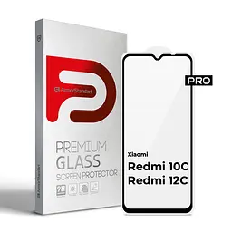 Захисне скло на Xiaomi Redmi 10C/12C з олеофобним покриттям, Pro, повне проклеювання, антистатичний і пиловідштовхуючий шар, 9H, самоклеючеся, 2.5D, на весь екран, антистатичний клей, ArmorStandart (ARM61297)