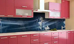 Вініловий кухонний фартух Туман Нарциси наклейка для кухні ПВХ Квіти Синій 65х250 см Happy Pocket Z181554 - мініатюра 2