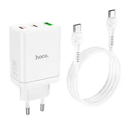 Адаптер мережевий HOCO Type-C to Type-C Cable Start three-port charger N33 набір білий