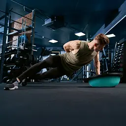 Балансувальна півсфера Gymtek Flex Core Half Ball 58см з еспандерами + насос блакитний - мініатюра 5