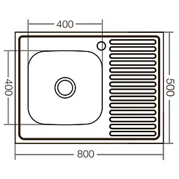 Кухонна мийка накладна ZerixZ8050L-06-160E satin ZX1612, Нержавіюча сталь - мініатюра 3