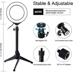 Кільцева USB RGBW LED лампа Puluz PKT3049B 4.7"+ настільний штатив - мініатюра 2