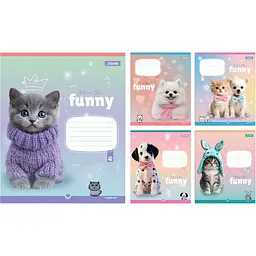 Набір зошитів 1 Вересня Funny Pets А5 в косу лінію 12 аркушів 25 шт. (768210)