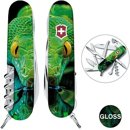 Ніж Victorinox Huntsman Zodiac 91мм 15функ Зелена дерев'яна змія - мініатюра 3