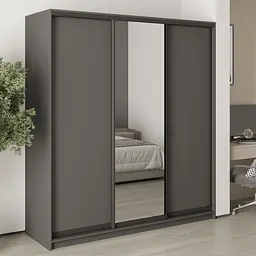 Шафа-купе тридверна MebelStar Стандарт BG 2ДСП/Дзеркало 190x60x210 см Антрацит (MBS-8347)