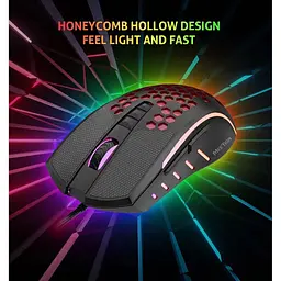 Комп'ютерна миша Mееtion GM015 ігрова оптична провідна 800-6400 DPI 8 кнопок RGB підсвічування чорна - мініатюра 10